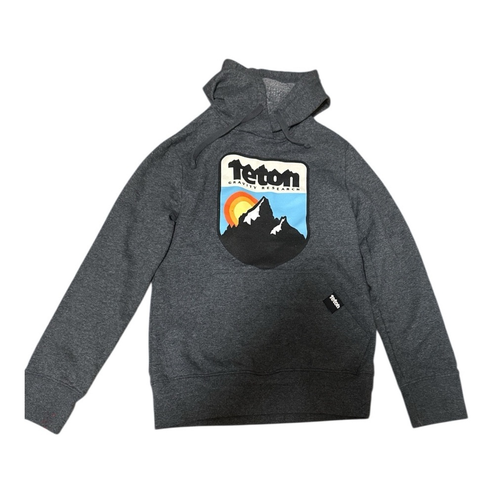 Teton Gravity Kids Sweatshirt  Charcoal Graphic Hoodie Size Medium